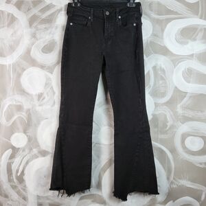 ETICA Micki Cropped Flare Ragged Hem Black Jeans Sz 27 Ethically Made Fashion